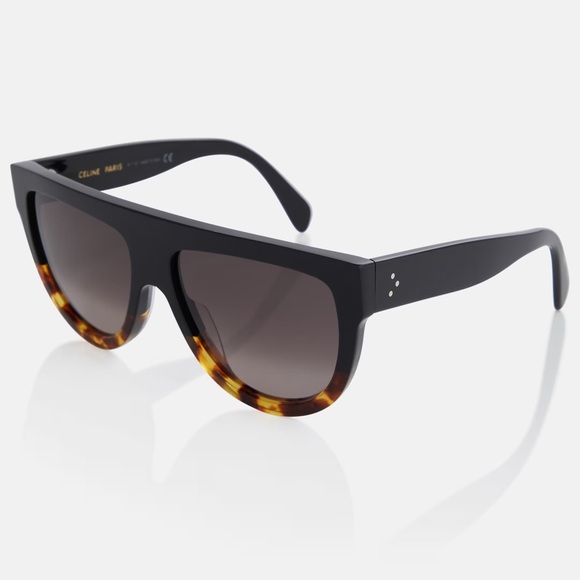 Celine Eyewear Blue Tortoise Shell Aviator D Frame Rhinestone Acetate Sunglasses - Picture 1 of 14